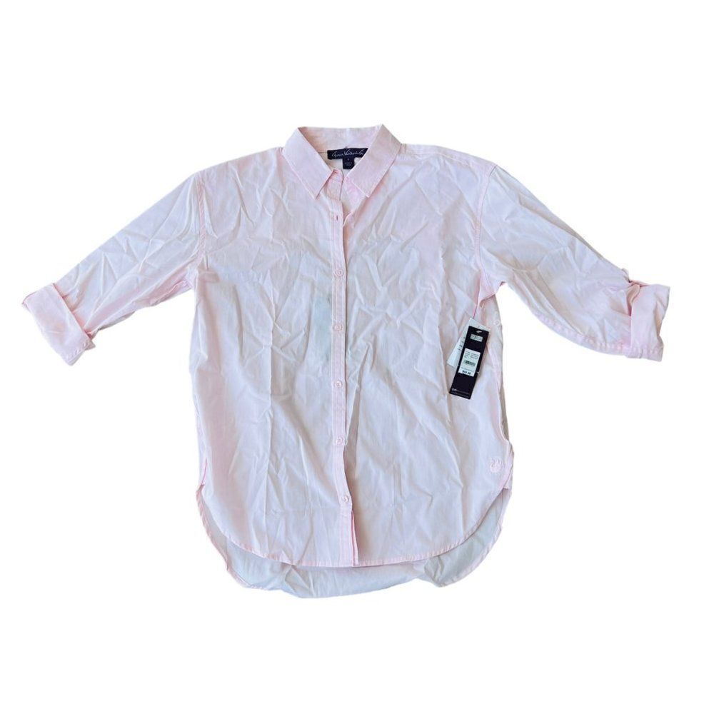Gloria Vanderbilt Amanda‎ Button Down Shirt Pink Parasol Women's Small (S)